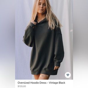 Oversized Hoodie Dress - Vintage Black - M/L